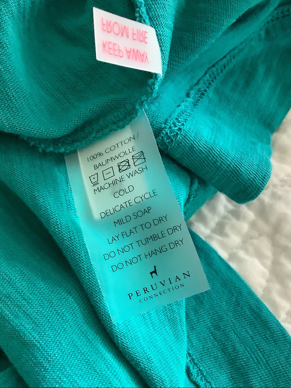 Peruvian Connection Teal Short-Sleeve Crew Tee xl - Picture 4 of 4